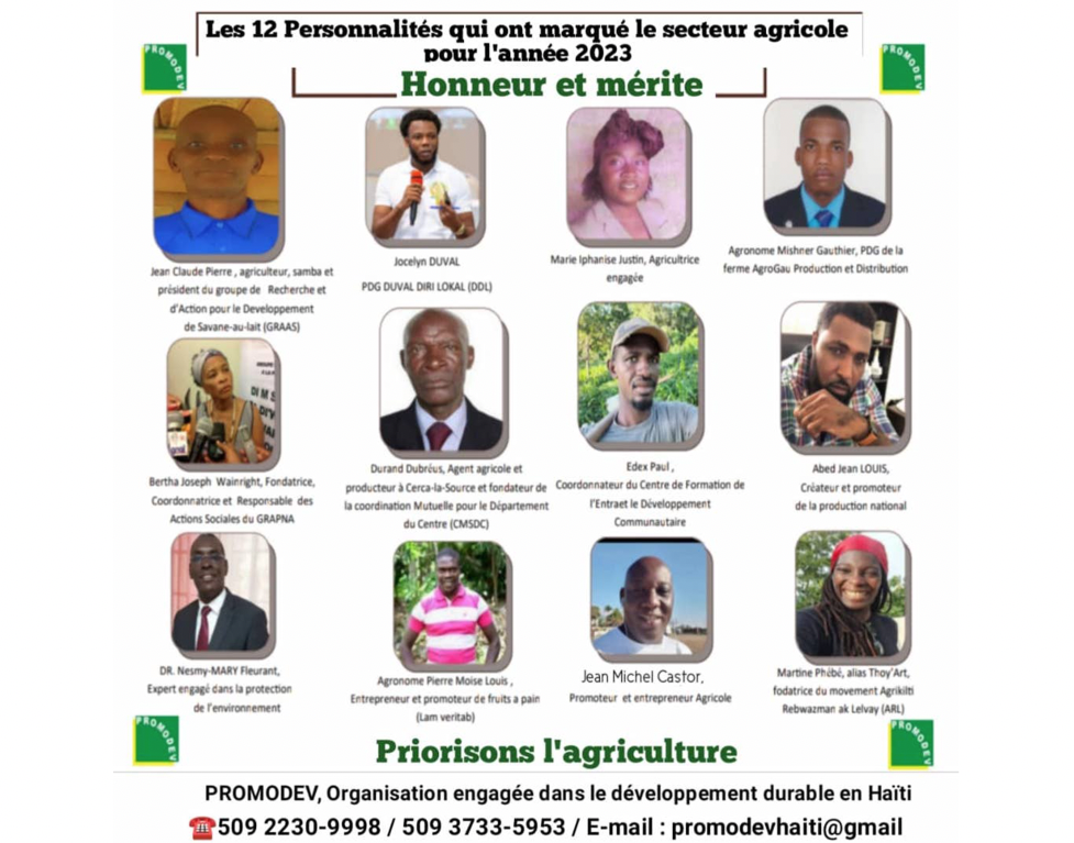 PROMODEV-Haiti : liste des 12 personnalités qui ont marqué le secteur agricole en 2023